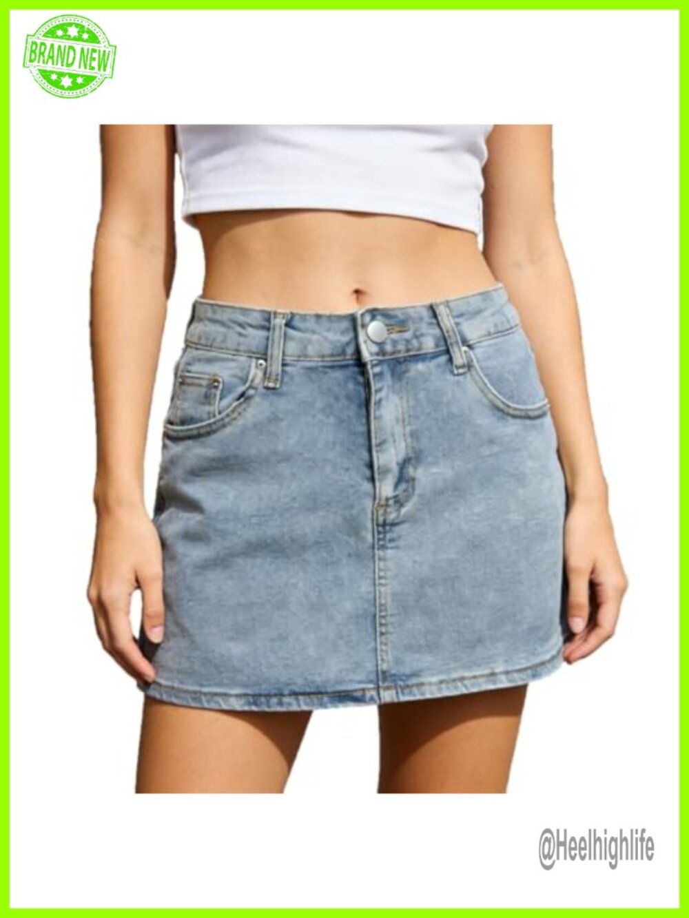 Low Waist Denim Mini Skirt Stretch Slim Fit Jean Skirt with Pockets Y2K Casual